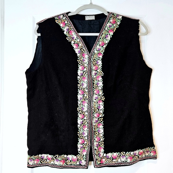 Vintage Jackets & Blazers - Vintage Handmade Embroidered Wool Vest